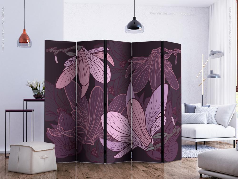 Decorative partition-Room Divider - Dreamy flowers II-Folding Screen Wall Panel by ArtfulPrivacy