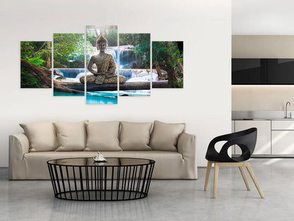 Canvas Print - Buddha and waterfall-ArtfulPrivacy-Wall Art Collection