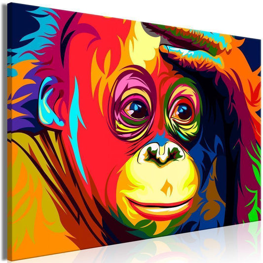 Canvas Print - Colourful Orangutan (1 Part) Wide-ArtfulPrivacy-Wall Art Collection