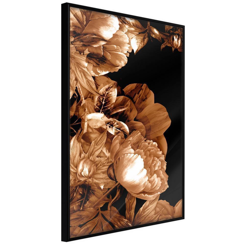 Autumn Framed Poster - Summer Flowers in Sepia-artwork for wall with acrylic glass protection