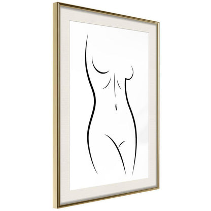 Black and White Framed Poster - Minimalist Nude-artwork for wall with acrylic glass protection