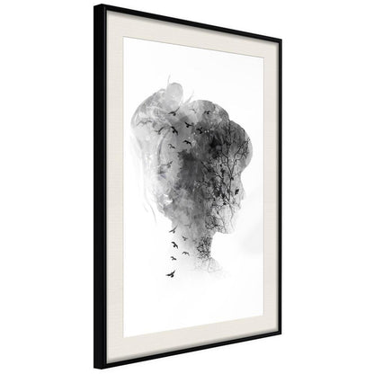 Black and White Framed Poster - Head Full of Dreams-artwork for wall with acrylic glass protection