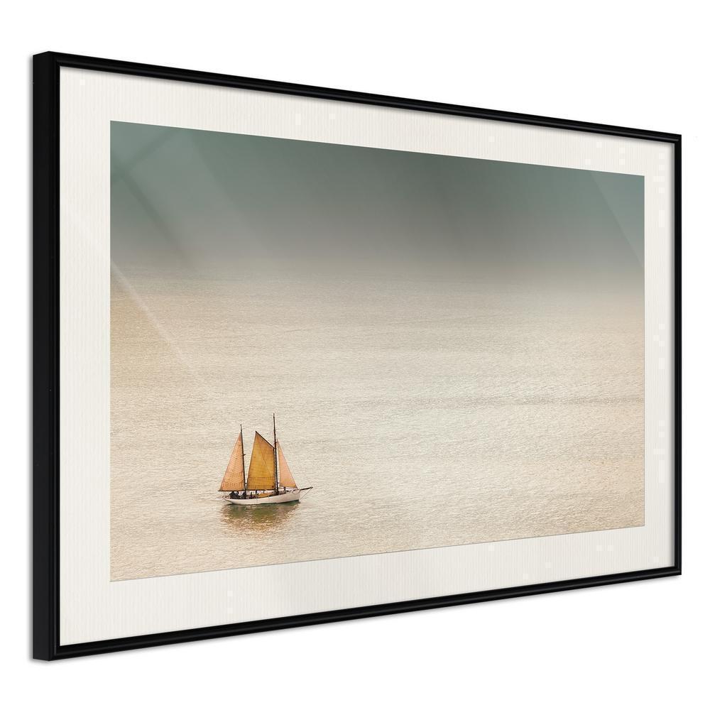 Seascape Framed Poster - Lonely Cruise-artwork for wall with acrylic glass protection