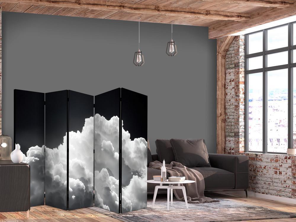 Room Divider - Discover the Endless Game of Sunlight – Clouds and Shadows in the Sky- A 5 Panel Folding Screen For Living rooms, bedrooms or home office, decorative folding screen made with wood and canvas