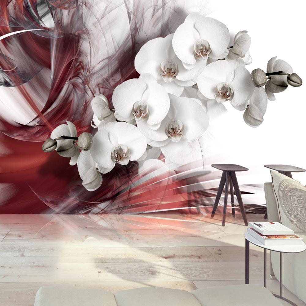 Wall Mural - Orchid in red-Wall Murals-ArtfulPrivacy