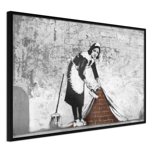 Urban Art Frame - Banksy: Sweep it Under the Carpet-artwork for wall with acrylic glass protection