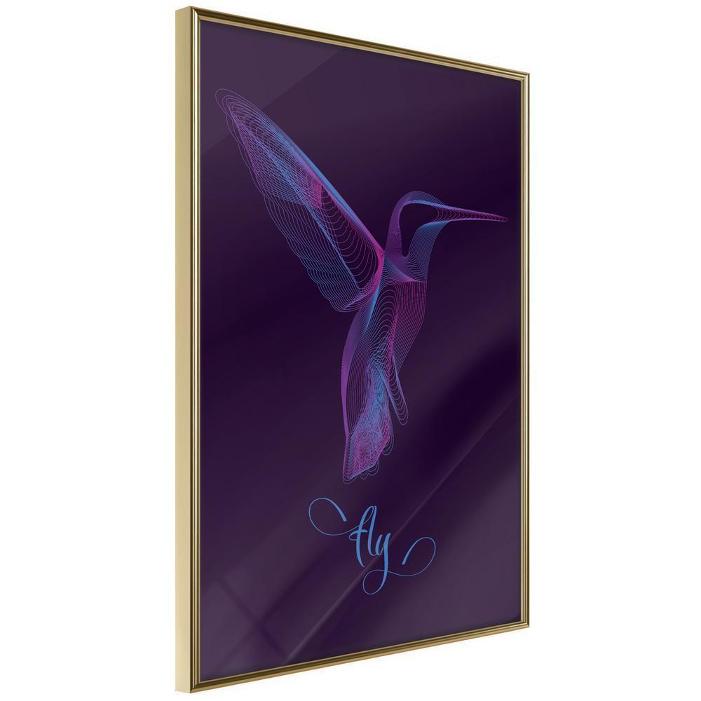 Frame Wall Art - Fluorescent Hummingbird-artwork for wall with acrylic glass protection