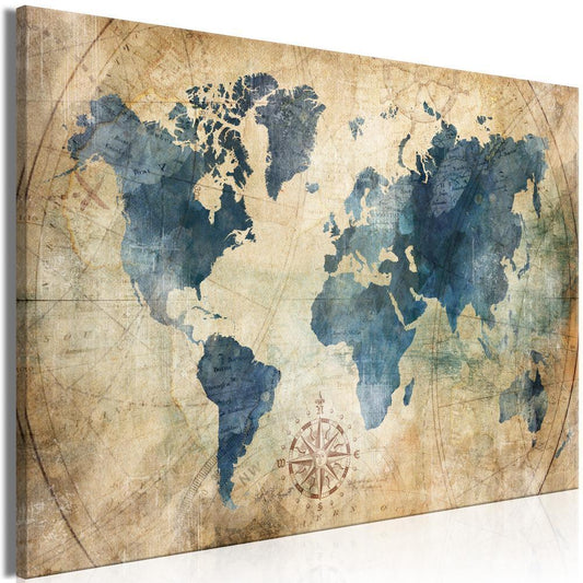 Canvas Print - Retro Map (1 Part) Wide-ArtfulPrivacy-Wall Art Collection