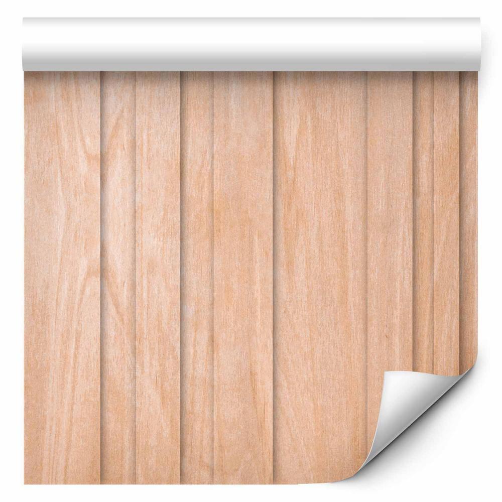 Papier peint - Bois clair - Panneaux verticaux dans une teinte beige chaleureuse