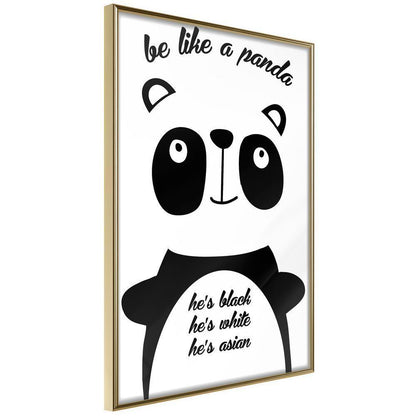 Typography Framed Art Print - Tolerant Panda-artwork for wall with acrylic glass protection