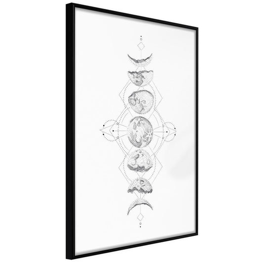 Black and White Framed Poster - Silver Globe-artwork for wall with acrylic glass protection