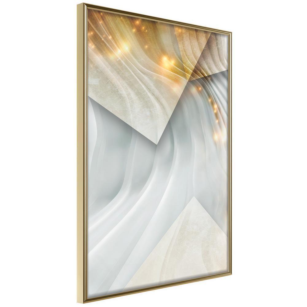 Golden Art Poster - Wavy Surface-artwork for wall with acrylic glass protection