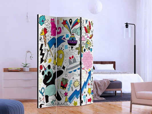 Decorative partition-Room Divider - Energetic Panda-Folding Screen Wall Panel by ArtfulPrivacy