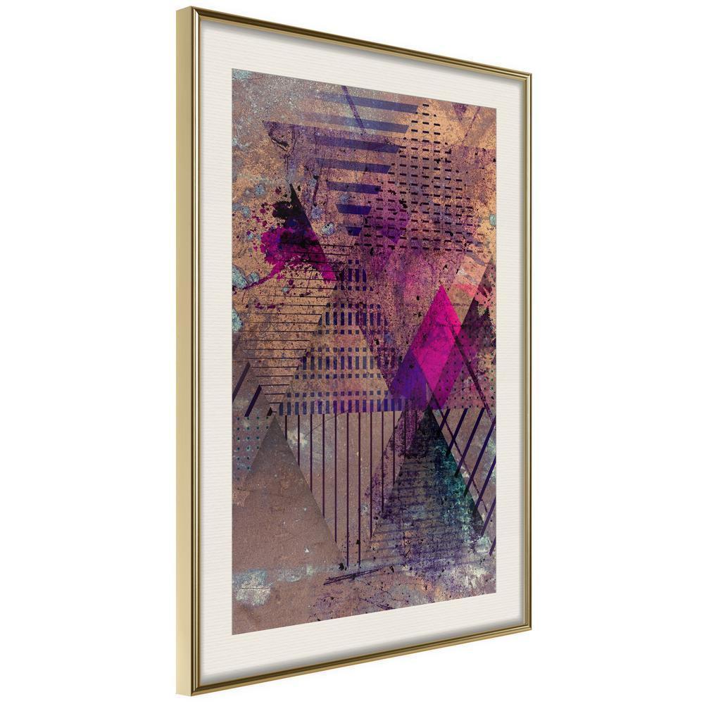 Abstract Poster Frame - Pink Patchwork I-artwork for wall with acrylic glass protection