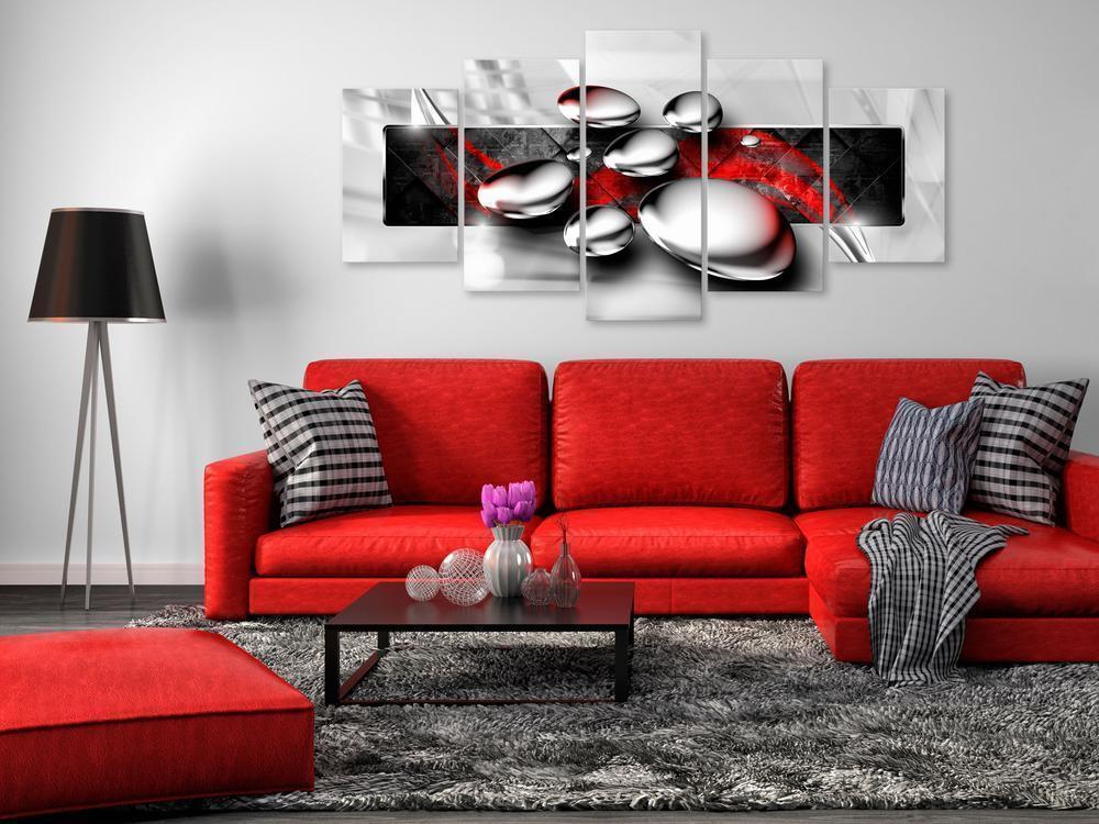 Canvas Print - Shiny Stones (5 Parts) Wide Red-ArtfulPrivacy-Wall Art Collection