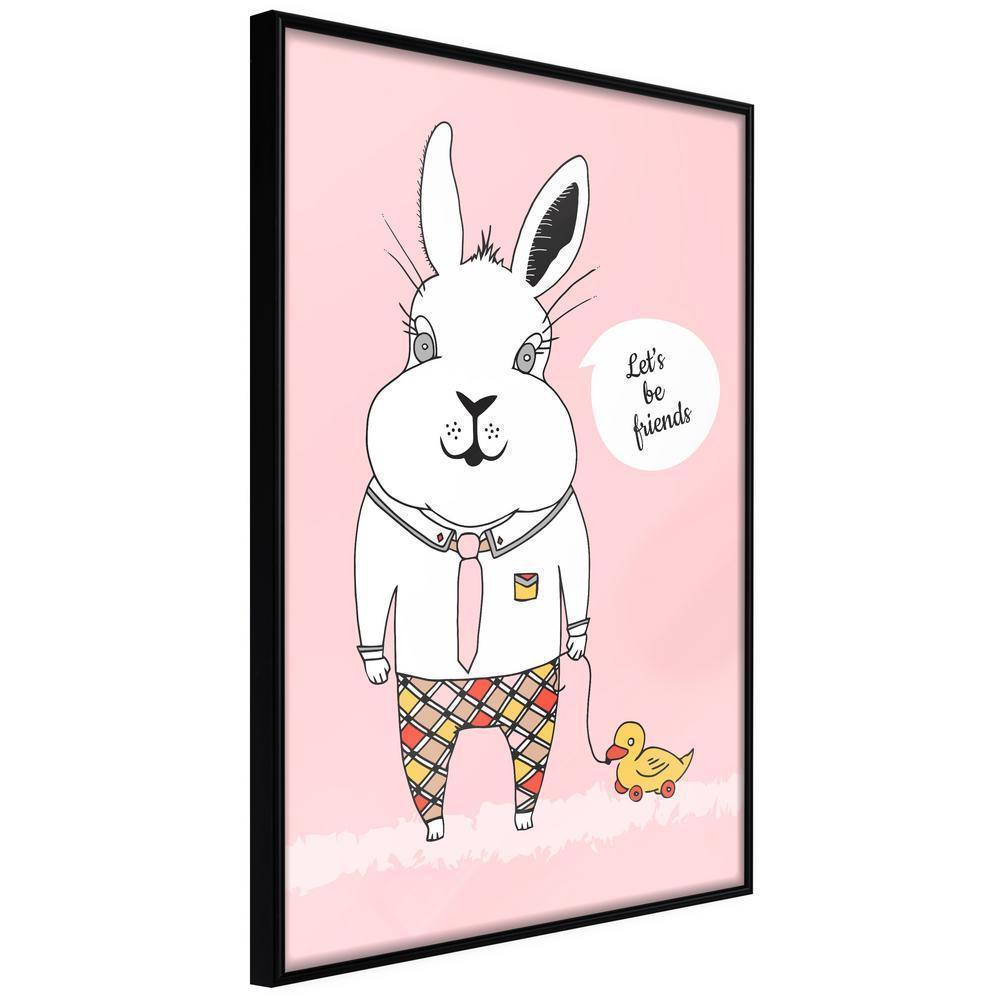 Nursery Room Wall Frame - Friendly Bunny-artwork for wall with acrylic glass protection
