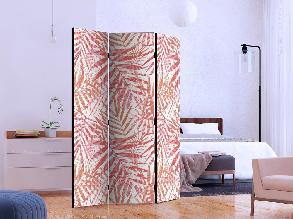 Decorative partition-Room Divider - Palm Red-Folding Screen Wall Panel by ArtfulPrivacy