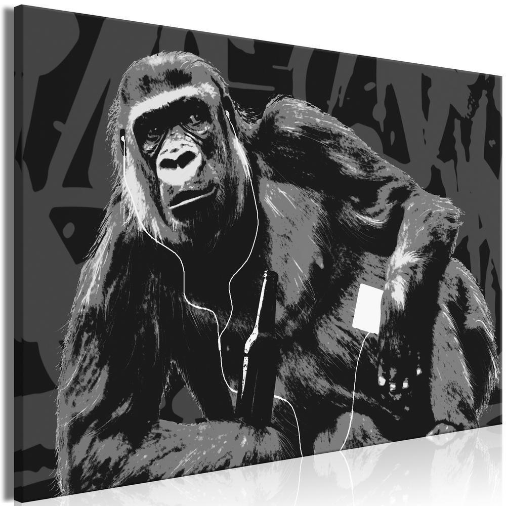 Canvas Print - Pop Art Monkey (1 Part) Narrow Grey-ArtfulPrivacy-Wall Art Collection