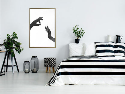 Black and White Framed Poster - Language of Gestures I-artwork for wall with acrylic glass protection