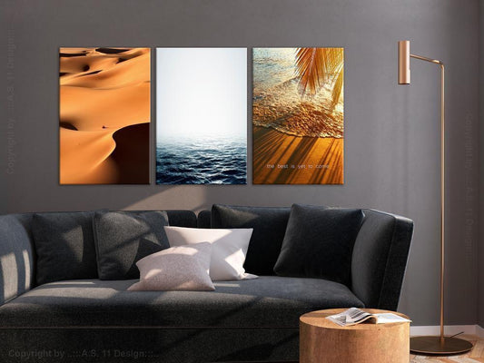 Canvas Print - Sand and Water (3 Parts)-ArtfulPrivacy-Wall Art Collection