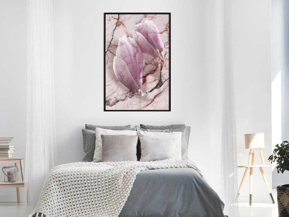 Botanical Wall Art - Magnolia on Marble Background-artwork for wall with acrylic glass protection