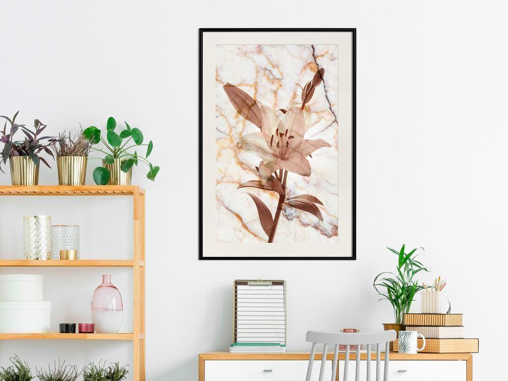 Botanical Wall Art - Lily on Marble Background-artwork for wall with acrylic glass protection