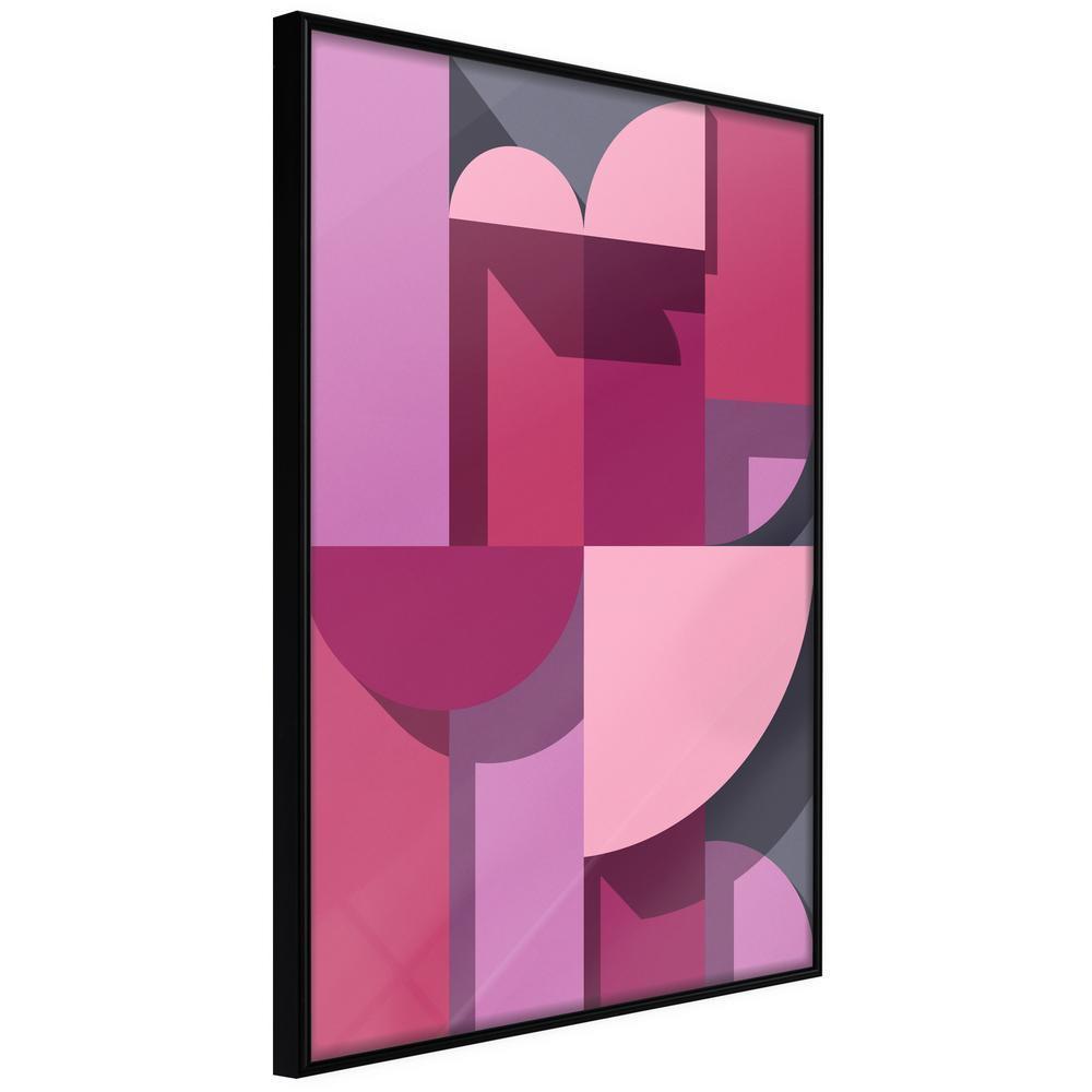 Abstract Poster Frame - Pink Geometry-artwork for wall with acrylic glass protection