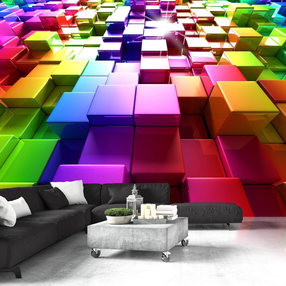 Wall Mural - Colored Cubes-Wall Murals-ArtfulPrivacy