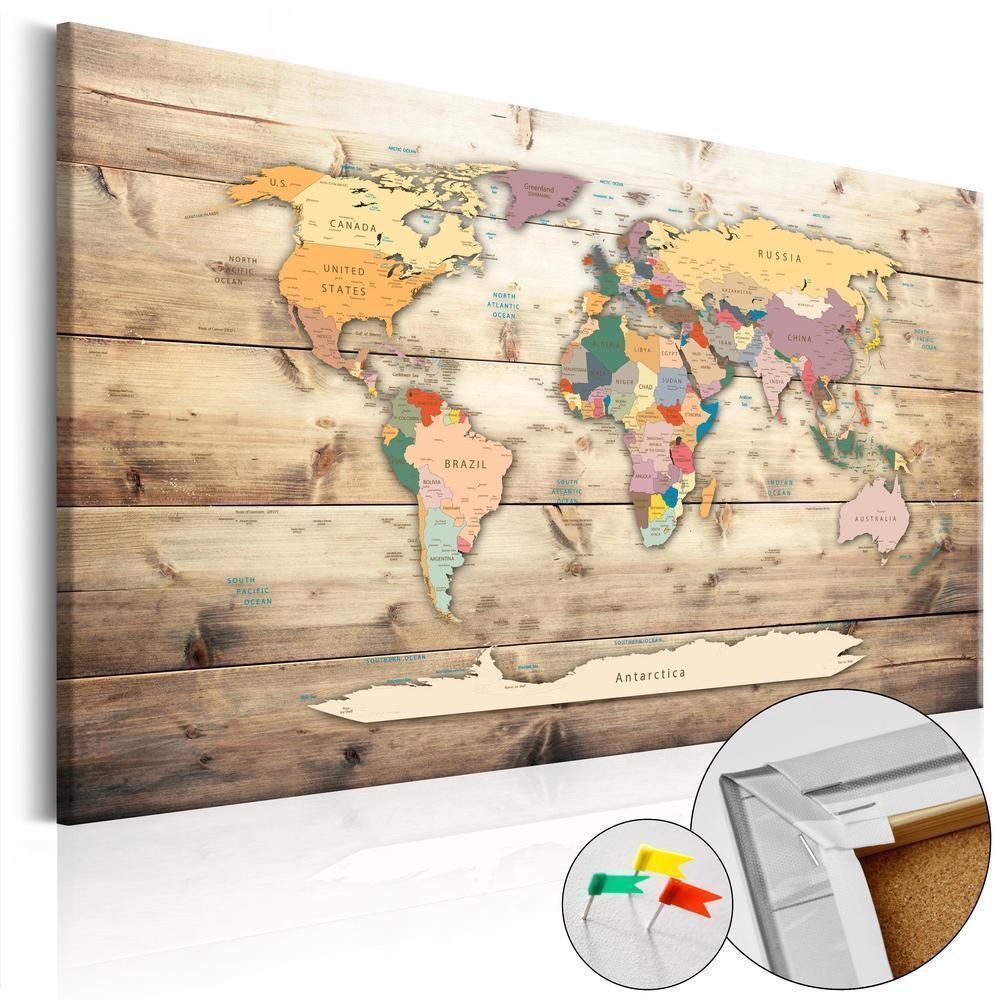 Cork board Canvas with design - Decorative Pinboard - The World at Your Fingertips-ArtfulPrivacy