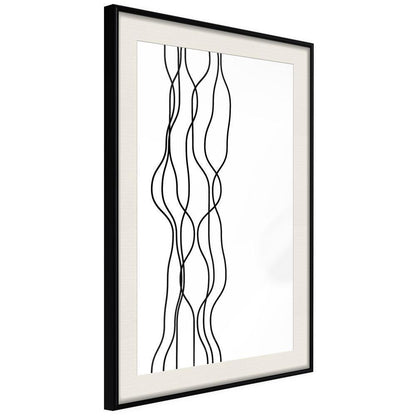Black and white Wall Frame - Wavy Lines-artwork for wall with acrylic glass protection