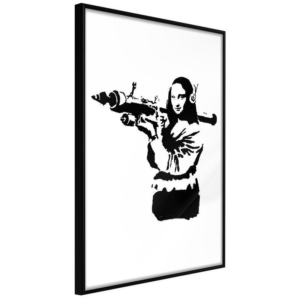 Urban Art Frame - Banksy: Mona Lisa with Bazooka II-artwork for wall with acrylic glass protection