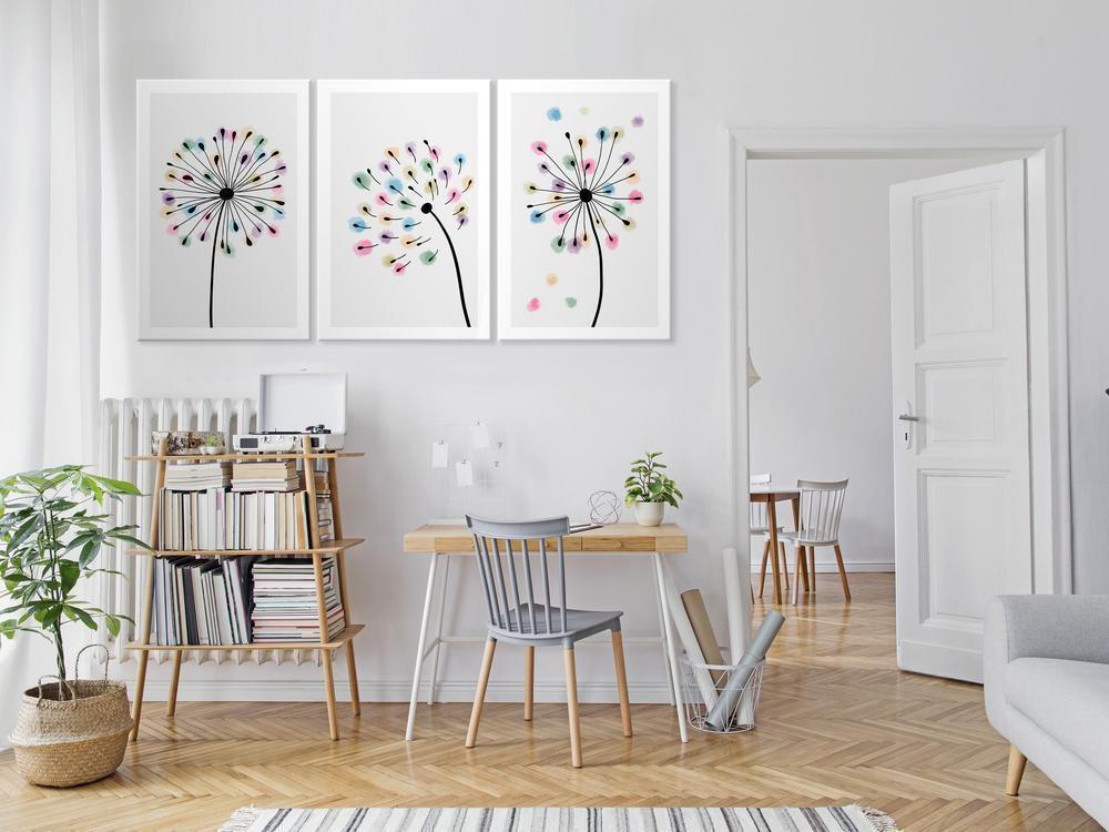 Canvas Print - Rainbow Dandelions (3 Parts)-ArtfulPrivacy-Wall Art Collection