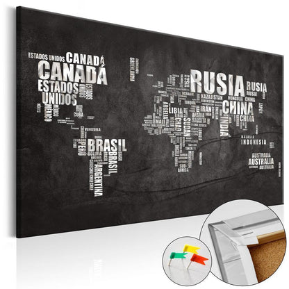 Cork board Canvas with design - Decorative Pinboard - Spanish Geography [Cork Map - Spanish Text]-ArtfulPrivacy