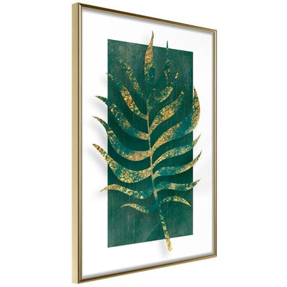 Golden Art Poster - Gilded Palm Leaf-artwork for wall with acrylic glass protection