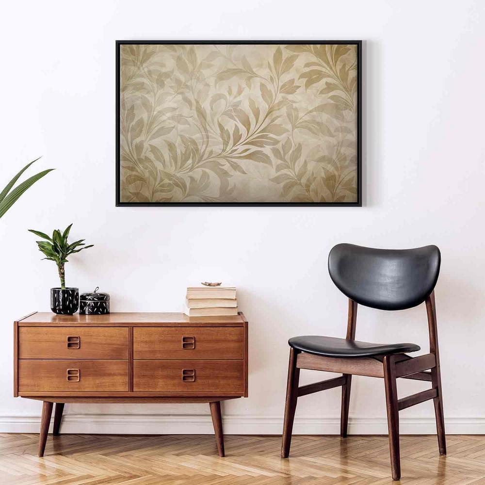 Canvas Print - Botanical Motif with Leaves and Vines in Sand Colors