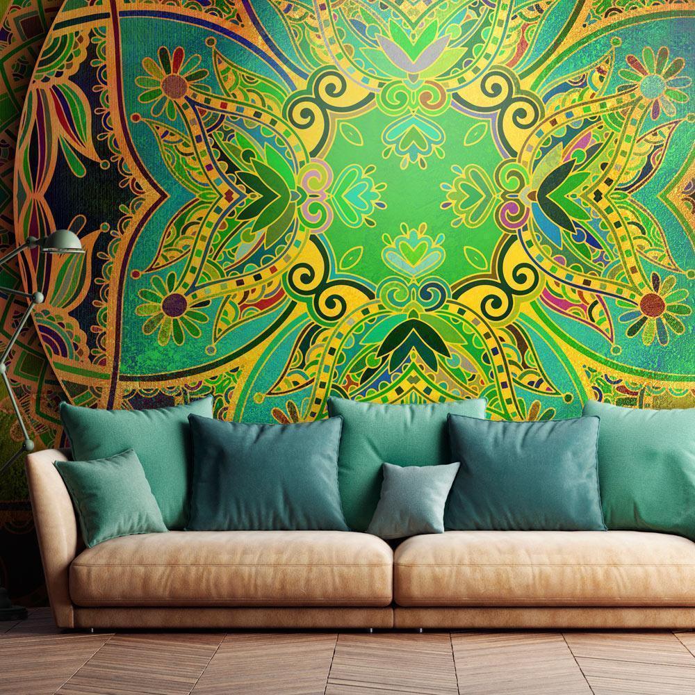 Wall Mural - Mandala: Emerald Fantasy-Wall Murals-ArtfulPrivacy