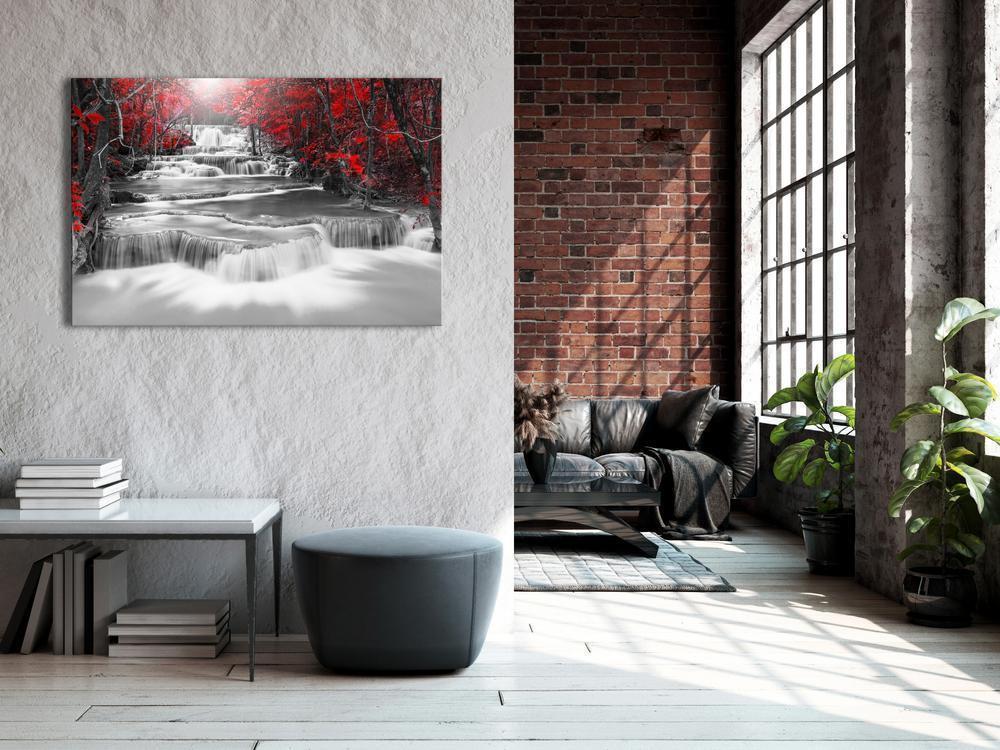 Canvas Print - Cascade of Thoughts (1 Part) Wide Red