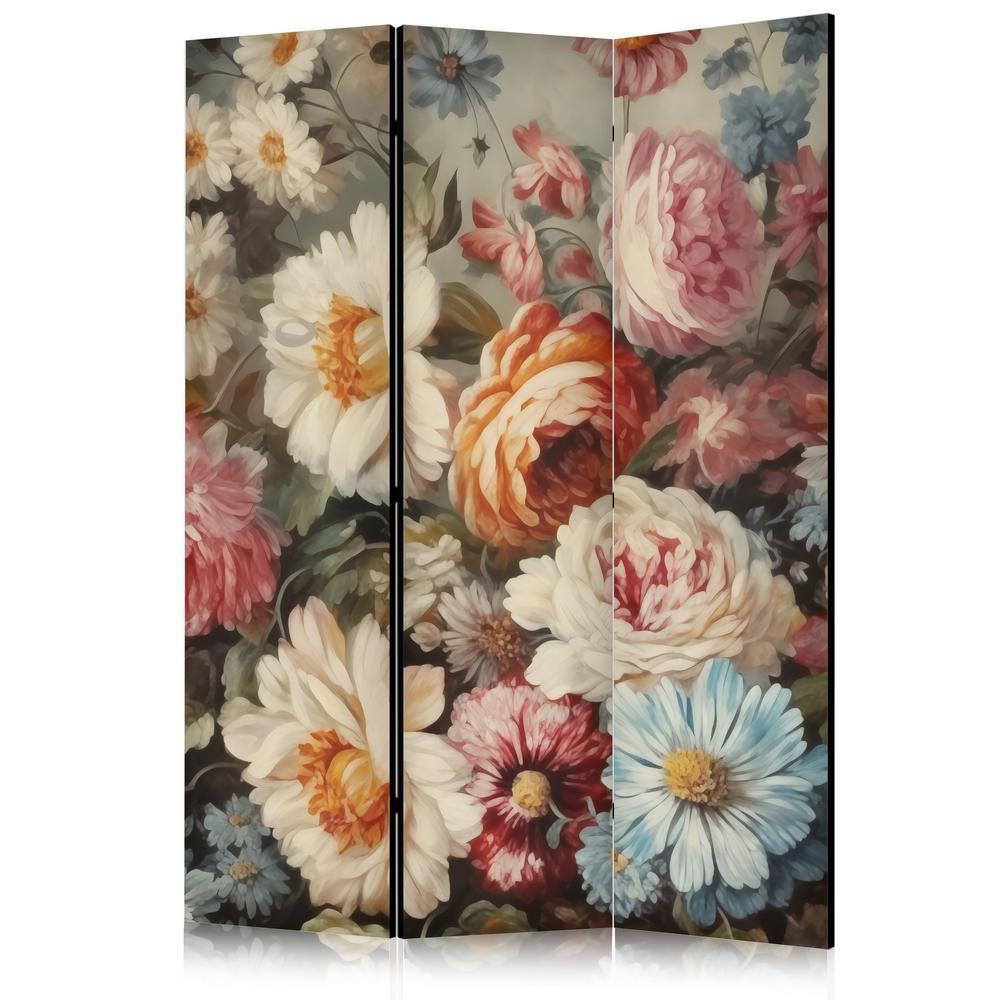 Room Divider - Scent of Nature - Beautiful Garden Flowers in Pastel Colors