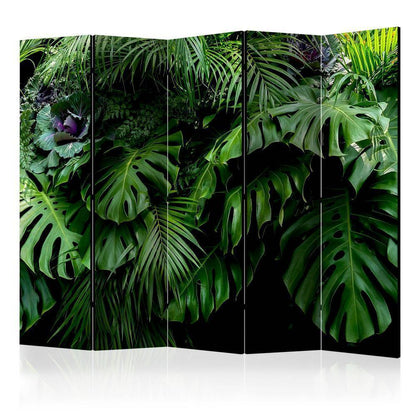 Room Divider - Rainforest II- A 5 Panel Folding Screen For Living rooms, bedrooms or home office, decorative folding screen made with wood and canvas