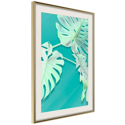 Botanical Wall Art - Teal Monstera-artwork for wall with acrylic glass protection