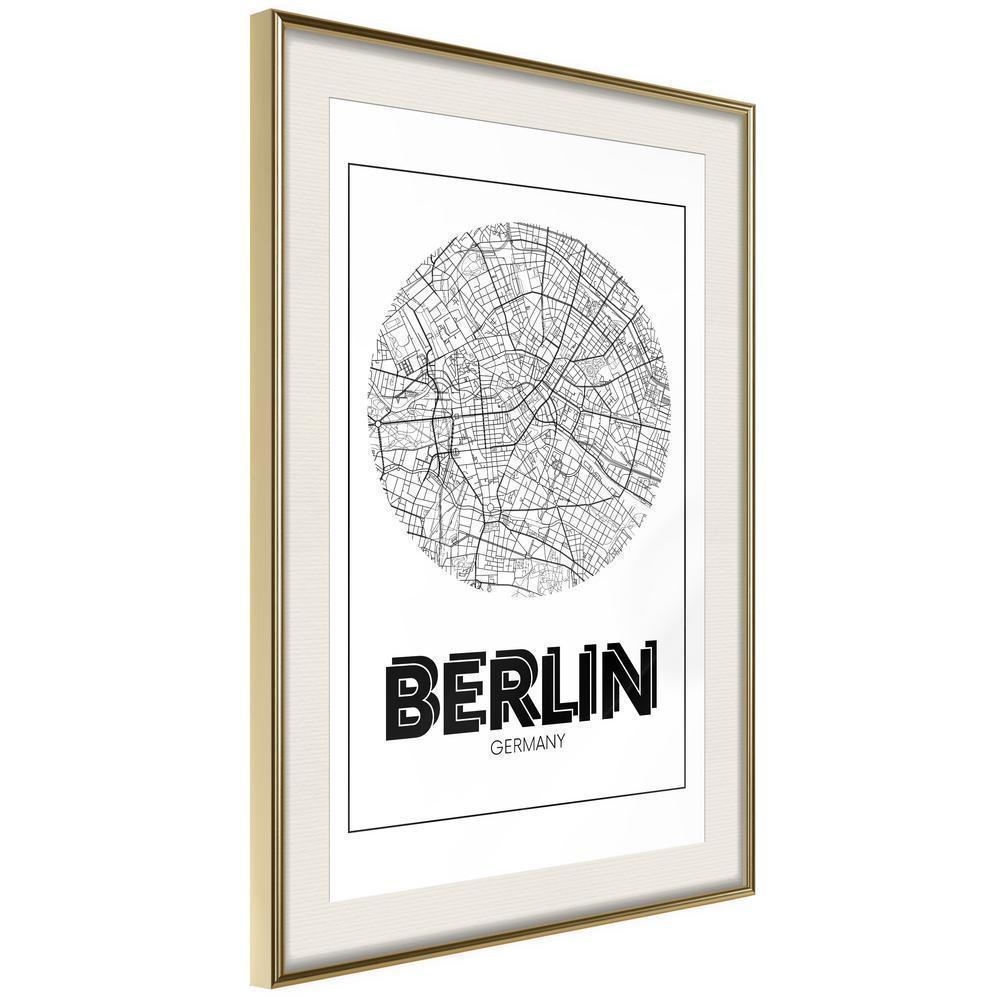 Wall Art Framed - City Map: Berlin (Round)-artwork for wall with acrylic glass protection
