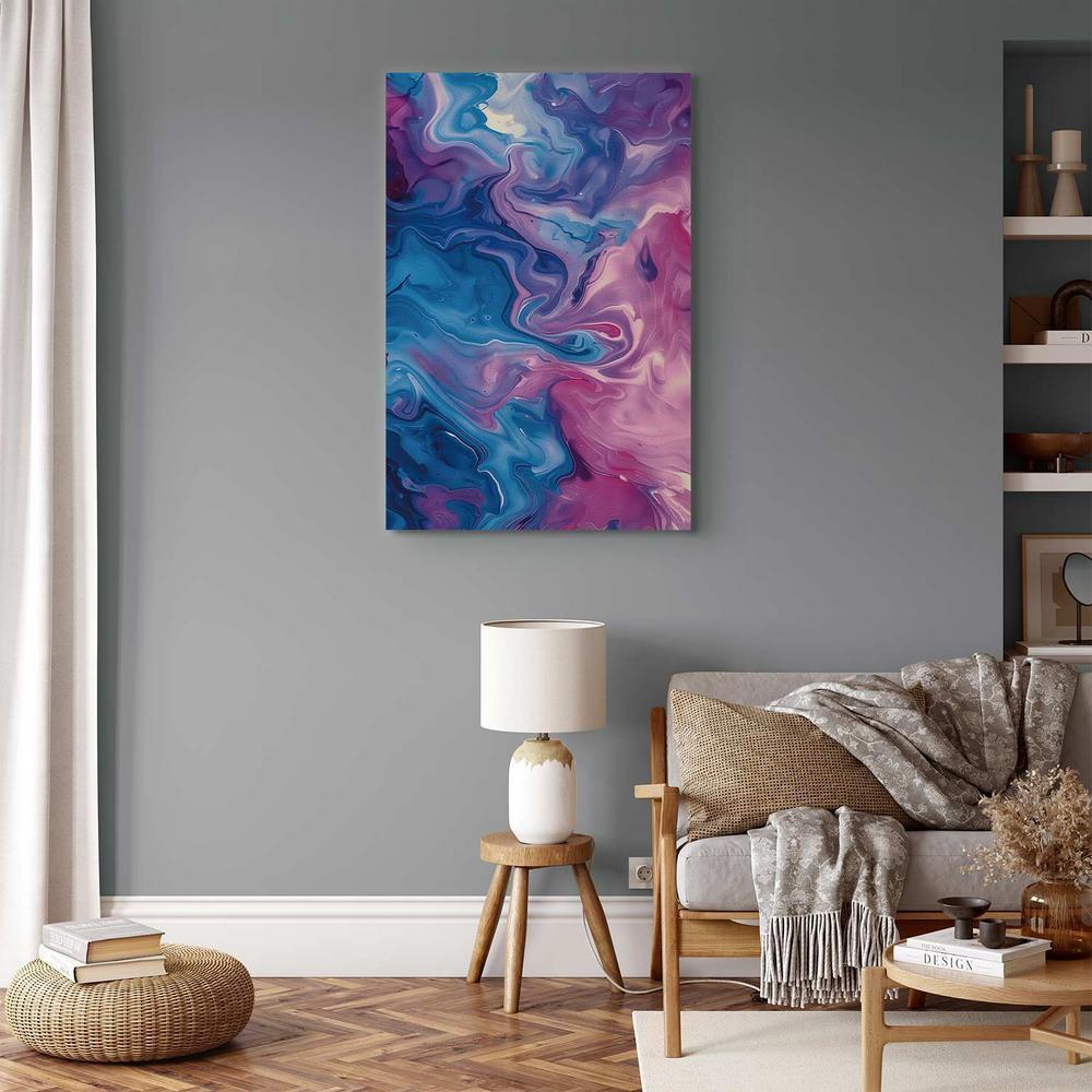 Canvas Print - Night Flows - Abstract Waves in Shades of Blue and Violet