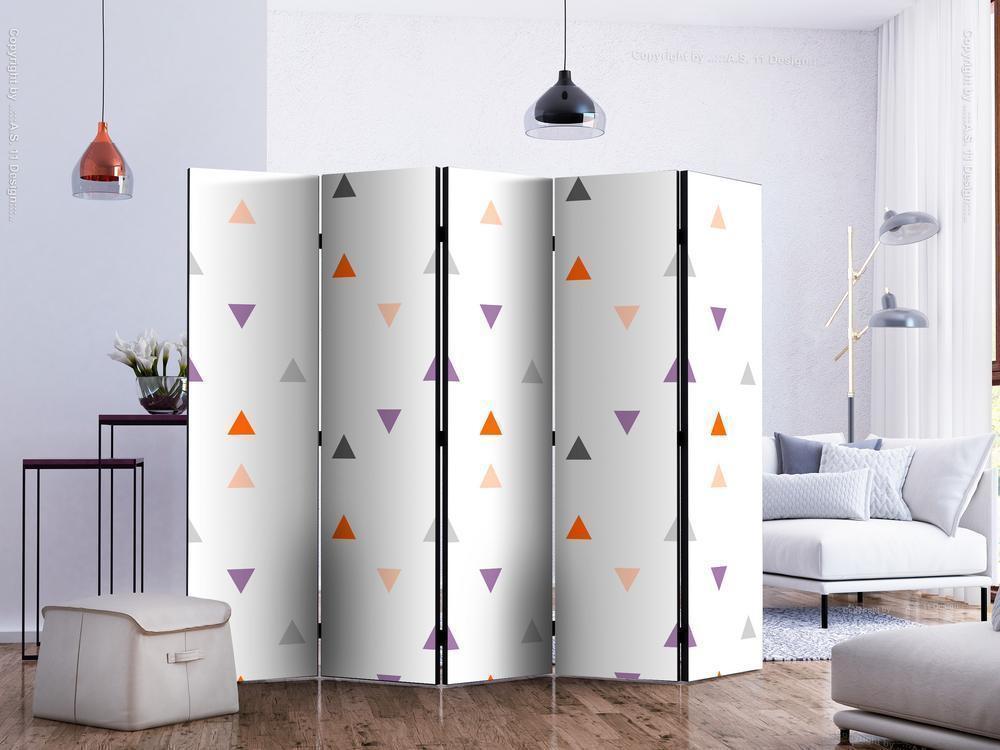 Decorative partition-Room Divider - Triangles Rain II-Folding Screen Wall Panel by ArtfulPrivacy