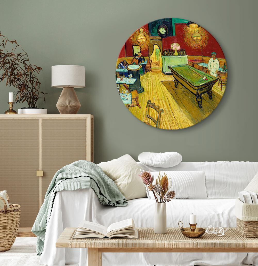 Circle shape wall decoration with printed design - Round Canvas Print - The Night Café (Vincent van Gogh) - ArtfulPrivacy