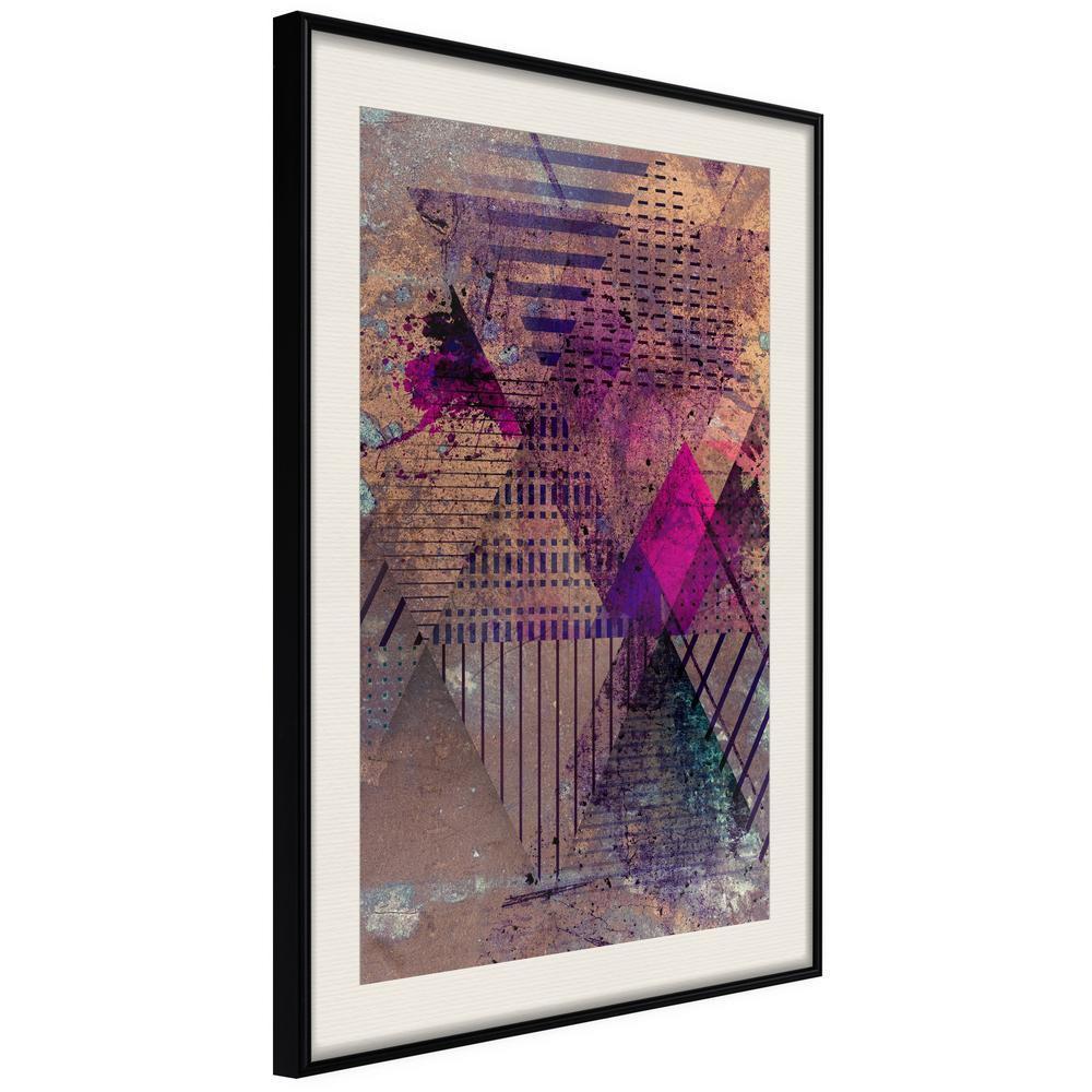 Abstract Poster Frame - Pink Patchwork I-artwork for wall with acrylic glass protection