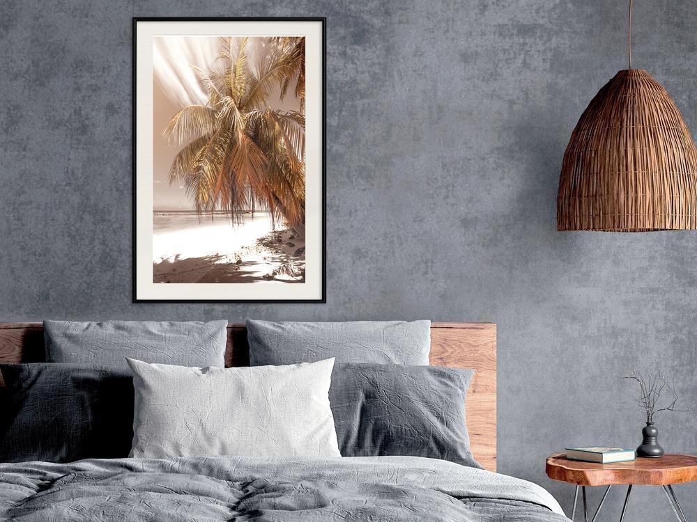 Framed Art - Paradise in Sepia-artwork for wall with acrylic glass protection