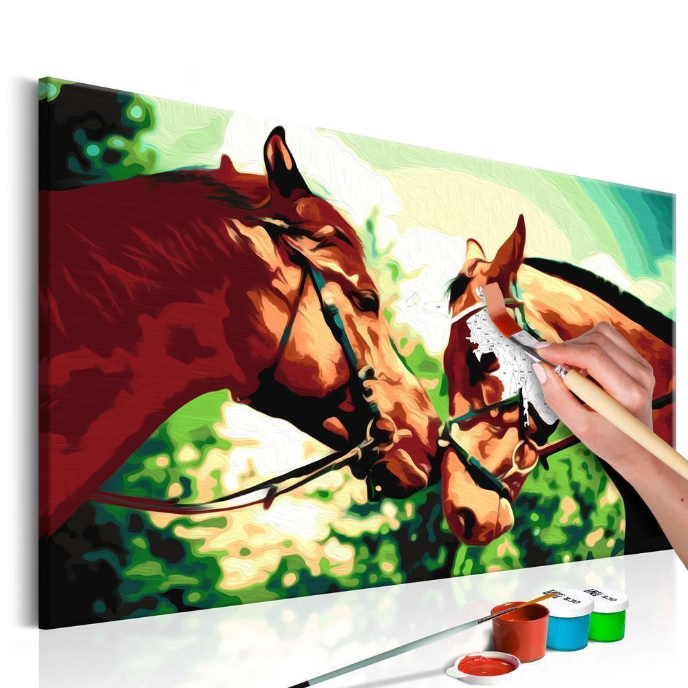 Start learning Painting - Paint By Numbers Kit - Two Horses - new hobby