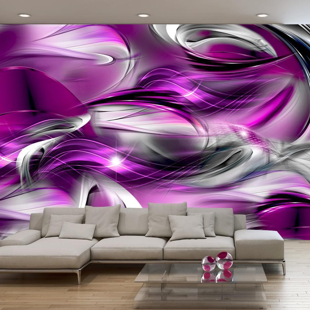 Wall Mural - Abstract rough sea - composition with illusion of purple waves-Wall Murals-ArtfulPrivacy