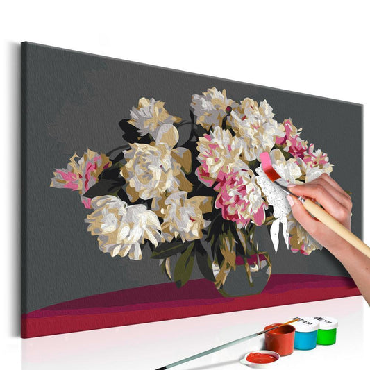 Start learning Painting - Paint By Numbers Kit - White Flowers In A Vase - new hobby