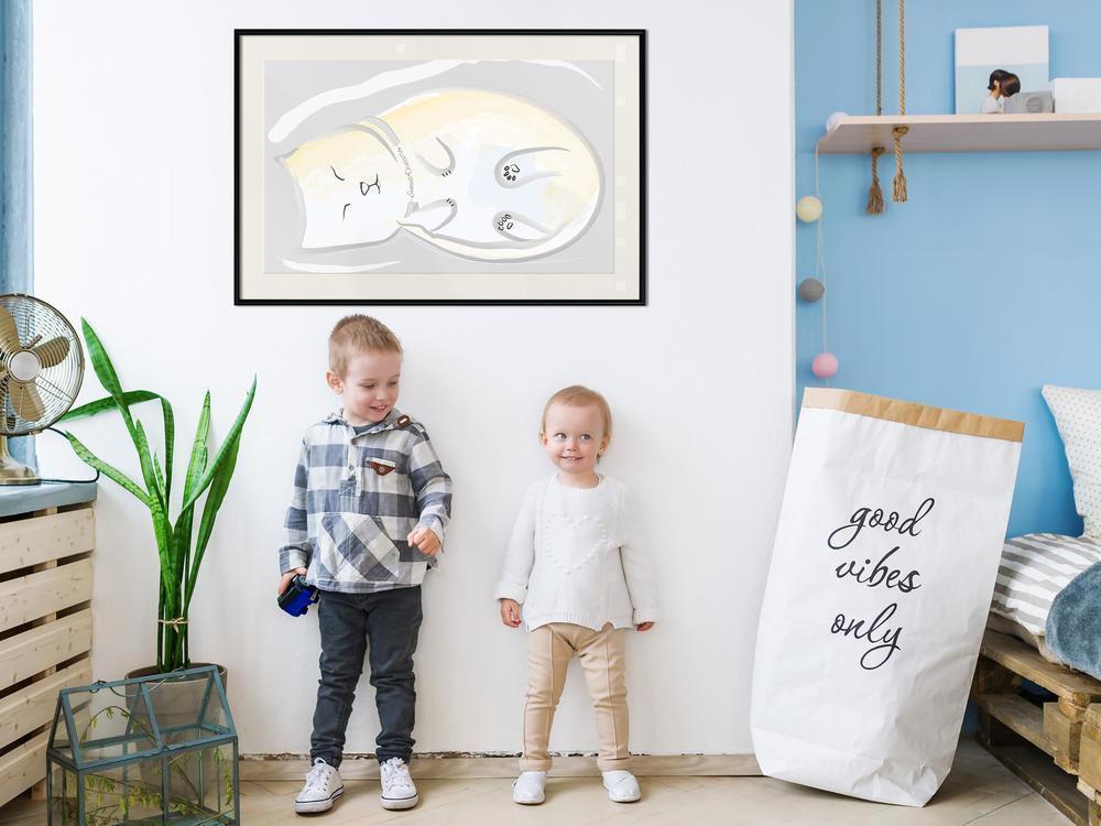 Nursery Room Wall Frame - Happy Kitty-artwork for wall with acrylic glass protection